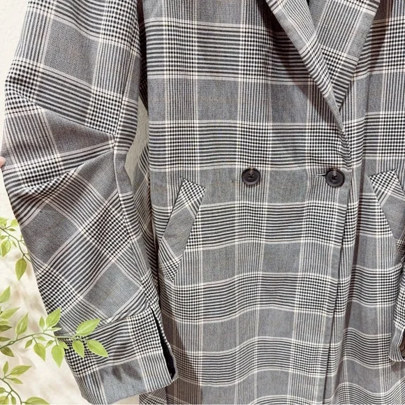 J.ING Jing Glen Plaid Print Oversized Lightweight Coat Jacket Size M Preowned - Picture 6 of 11